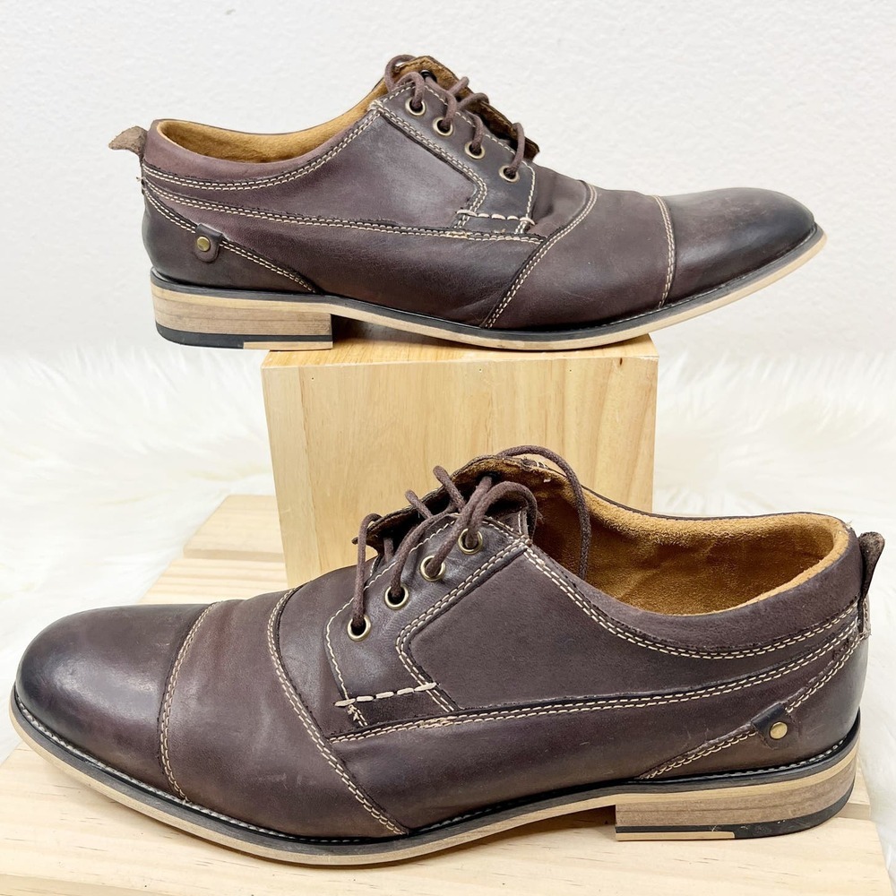 Steve Madden‎ Kesslo Mens Brown Lace Up Leather Cap Toe Oxford Size 9